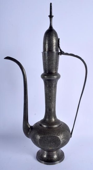 A LARGE MIDDLE EASTERN WHITE METAL EWER. 49 cm high.