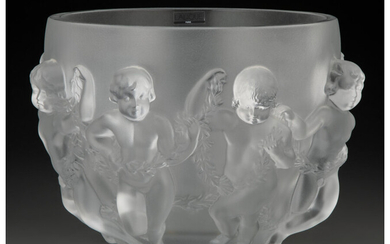 A Lalique Clear and Frosted Glass Luxembourg Bowl (post-1945)