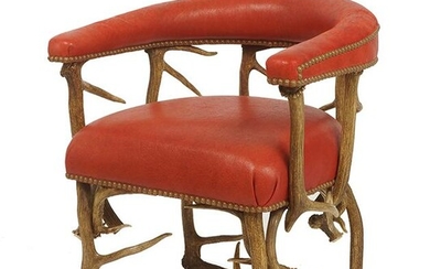 A Leather Upholstered Horn Chair.