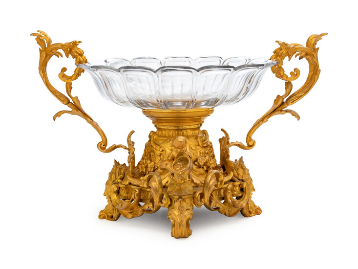A Louis XV Style Gilt Bronze and Glass Centerpiece