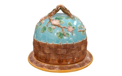 A MAJOLICA CHEESE DOME ATTRIBUTED TO GEORGE JONES