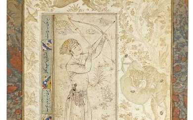A MINIATURE OF A YOUTH HOLDING A BOW AND ARROW