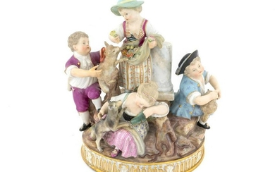 A Meissen Porcelain Group of The Five Shepherd Children