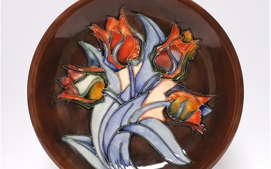 A Moorcroft 'Red Tulip' dish designed by Sally Tuffin, 26cm ...