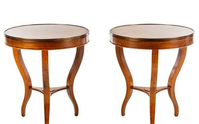 A Pair of Hickory Chair Round Occasional Stands