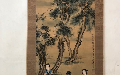 A Precious Chinese Ink Painting Hanging Scroll By Tang Yin