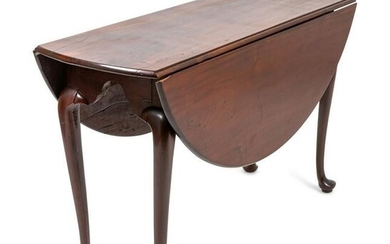 A Queen Anne Mahogany Drop-Leaf Table Height 28 x width