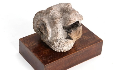 A Roman carved marble rams head fragment