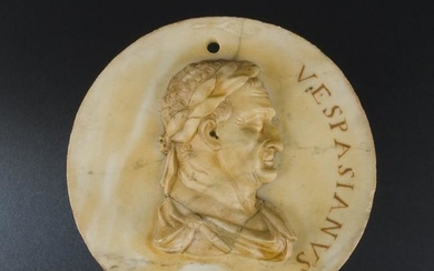 A Roman white marble and giallo di Siena medallion