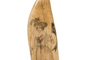 A Scrimshaw Tooth with Depiction of Female Pirate Fanny