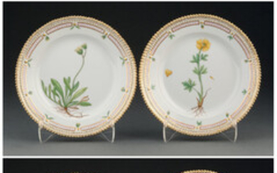 A Set of Eight Royal Copenhagen Flora Danica Salad Plates (mid-20th Century)