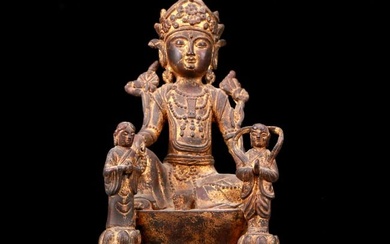 A Solemn Gilt Bronze Statue of Avalokitesvara