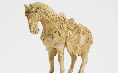 A Straw-Glazed Pottery Caparisoned Horse, Sui/Tang
