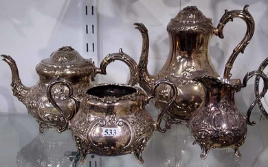 A VICTORIAN OLD SHEFFIELD SILVER PLATE TEA SET