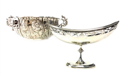 A VICTORIAN SILVER TWIN HANDLED BOWL ALONG