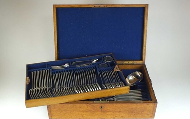 A Victorian cased canteen of silver flatware