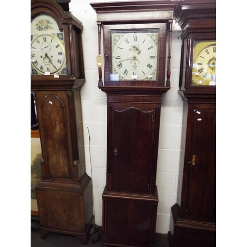 A Victorian mahogany cased grandfather clock the painted dia...