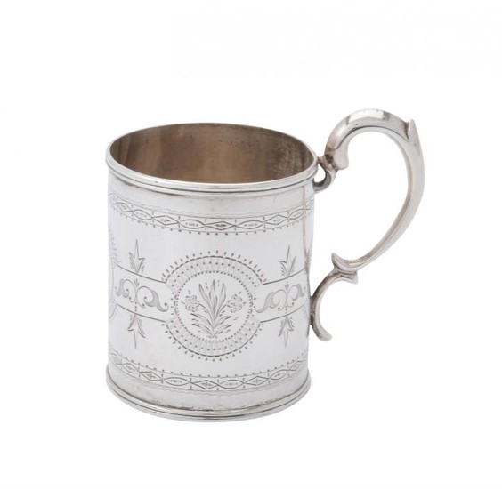 A Victorian silver cylindrical christening mug by Thomas Smily