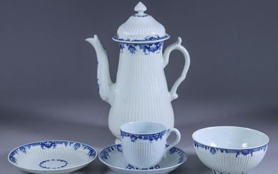 A Worcester Blue and White Porcelain Reeded Cup and...