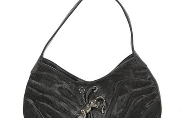 A black leather and pony handbag, Cartier, Panthère de