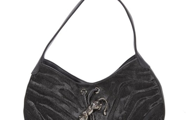 A black leather and pony handbag, Cartier panthère de...