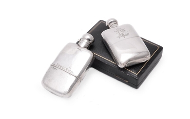 A cased silver spirit flask by W. & G. Neal