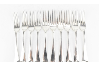 A collection of George III silver dinner forks, to include a...
