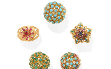 A collection of gemstone rings