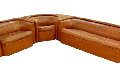 A designer three-section corner sofa, late 1970's