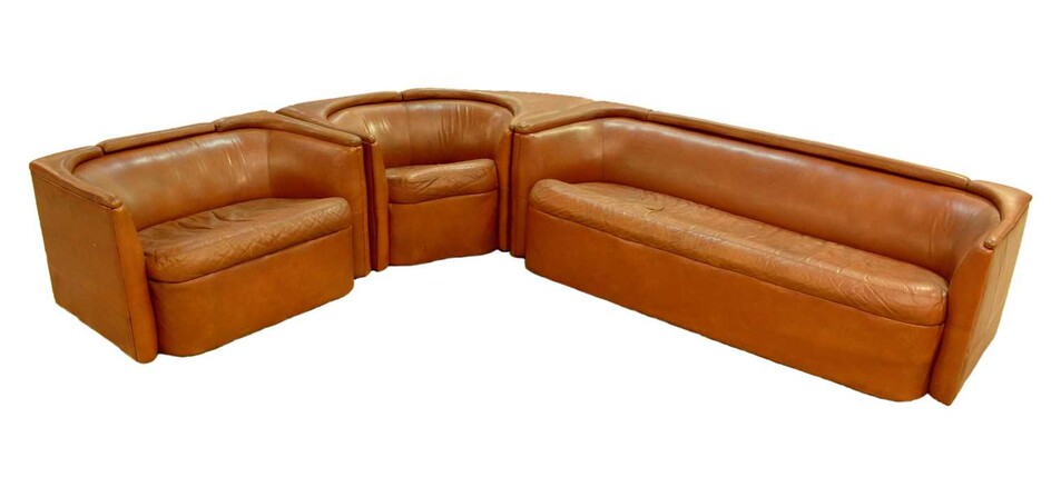 A designer three-section corner sofa, late 1970's