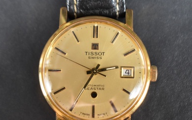 A gentlemen's Tissot automatic Seastar wristwatch, the golden dial with baton five minute markers