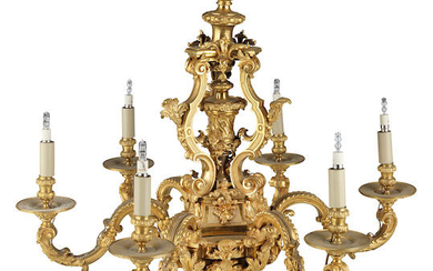 A gilt bronze six light chandelier in the Régence style