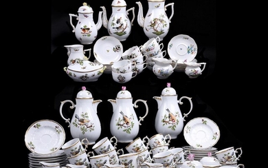 A group of Hungarian coffee and tea wares comprising Herend and Hollóháza