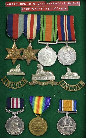 A group of WWI and WWII medals, awarded to Corporal C S Gill...