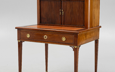 A late Gustavian mahogany 'Bonheur de jour' desk in the manner of C. D. Fick, Stockholm, late 18th century.