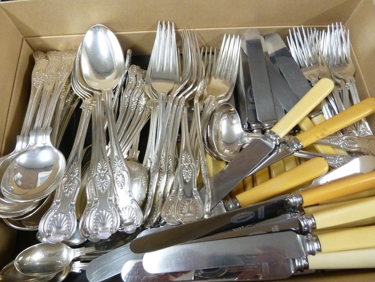 A matched silver plated cutlery service of King's Pattern, c...