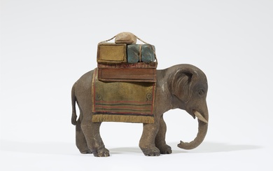 A model of a pack elephant from a Nativity scene