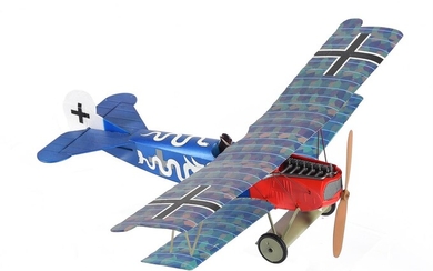 A model of a radio controlled German Biplane with motor