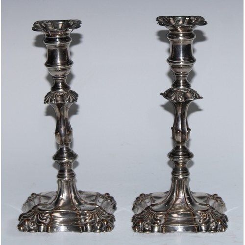 A pair of 19th century Old Sheffield Plate candlesticks, of ...
