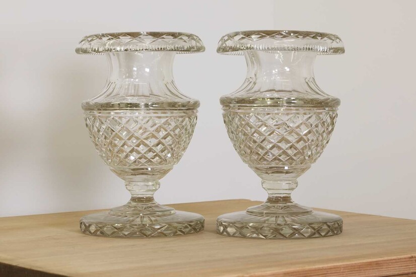 A pair of Irish cut-glass vases