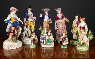 A pair of late 18th century Duesbury Derby porcelain figures...