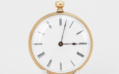A pocket watch, 18k gold, cylinder case, later half of the 19th century, approx. 37 grams.
