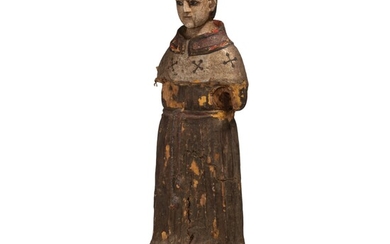 A polychrome wooden sculpture of a saint, Southern Europe, H 62 cm
