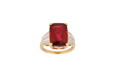 A red tourmaline and diamond ring