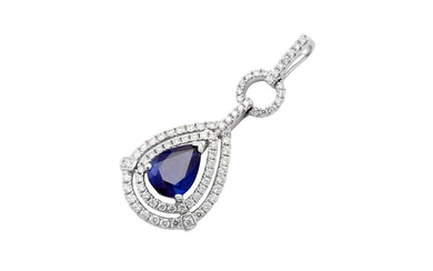 A sapphire and diamond pendant