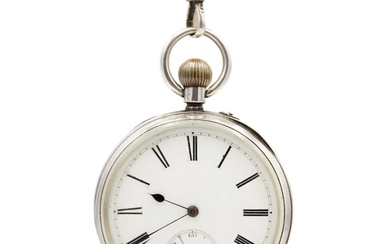 A silver cased crown wind lever pocket watch and silver Albe...