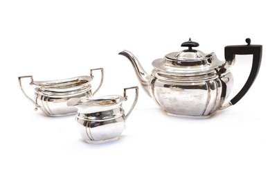 A silver three piece tea service by Viner's