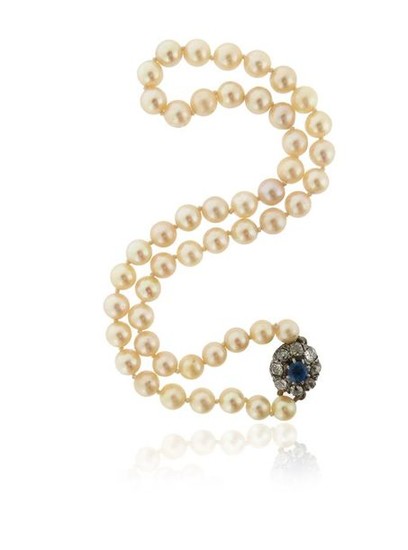 A single-row cultured pearl necklace, set with a...