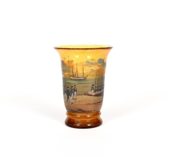 A soda glass vase 19th century, the amber...