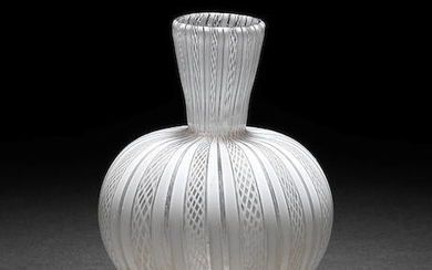 A very rare Venetian or façon de Venise latticinio small vase, last third 16th century